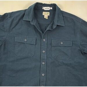 LL Bean Navy Blue Chamois Flannel Thick Shirt Mens XL Cotton Shacket OMT03
